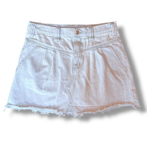 Free People Womens Sidecar Mini Skirt Sz 28 Blue Light Wash Denim Distressed - Picture 3 of 7